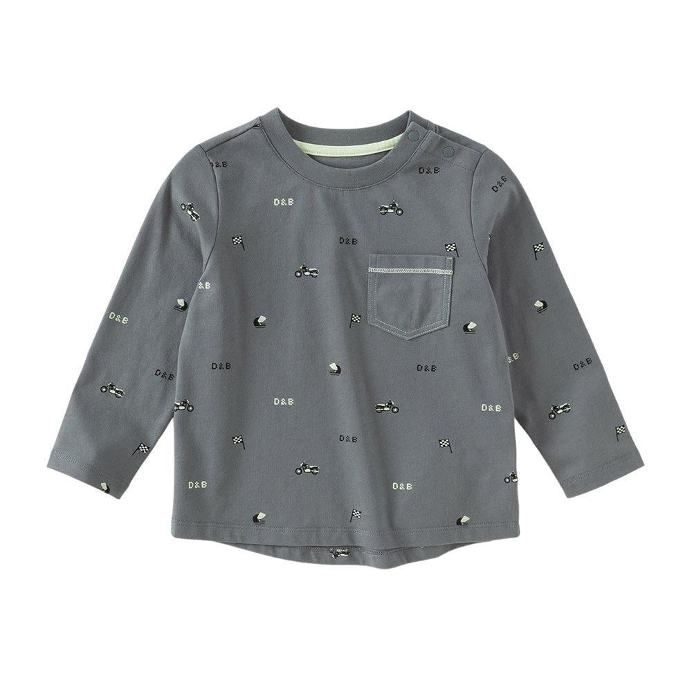 Dave&Bella Boys Toddler Lightweight Cotton Blue/Grey Classic T-shirts