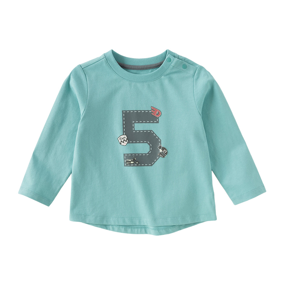 Dave&Bella Boys Toddler Lightweight Cotton Blue/Grey Classic T-shirts