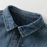 Dave&Bella Toddler Boys Casual Cotton Denim Blue Shirt Top