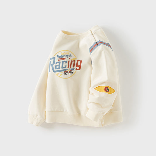 Dave&Bella Girls/Boys Autumn Cotton Beige Casual Sweatshirt Top