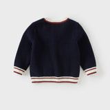 Dave&Bella Toddler Boys Navy Blue College Style Cardigans