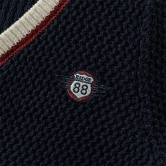 Dave&Bella Boys Autumn Navy Blue College Style Sweater Cardigan Knit Jacket