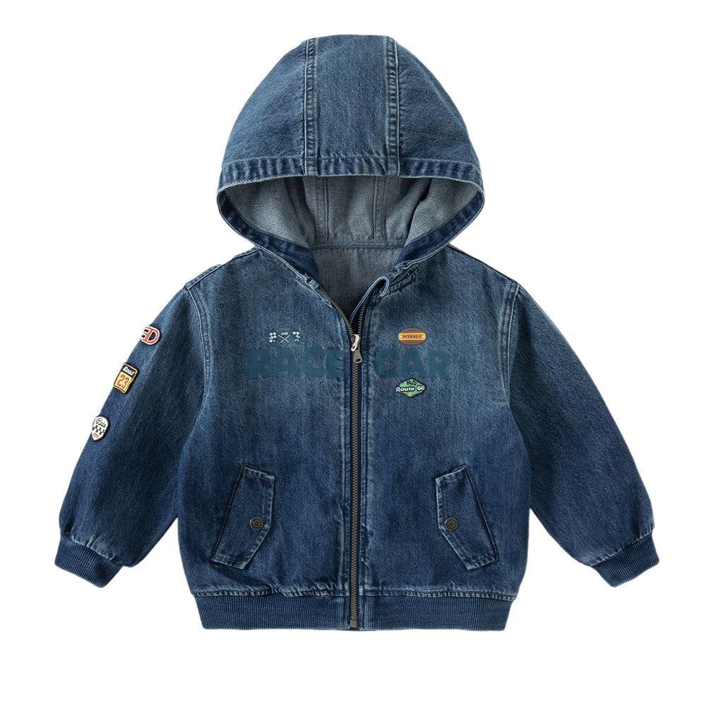 Dave&Bella Boys Kids Denim Blue Cool Long Sleeve Hooded Jackets