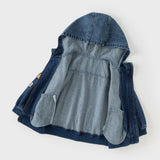 Dave&Bella Boys Kids Denim Blue Cool Long Sleeve Hooded Jackets