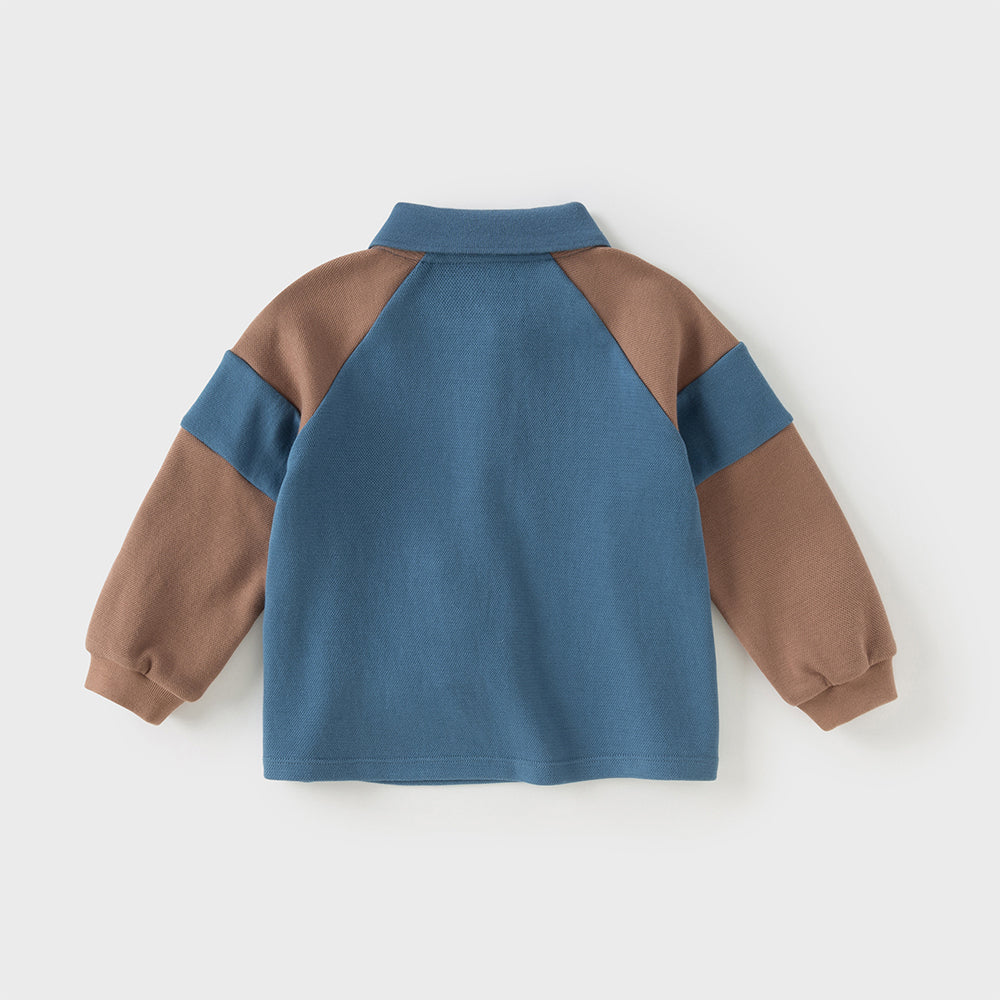 Dave&Bella Toddler Boys Autumn Leisure Blue Polo T-shirts Tops