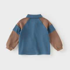 Dave&Bella Toddler Boys Autumn Leisure Blue Polo T-shirts Tops