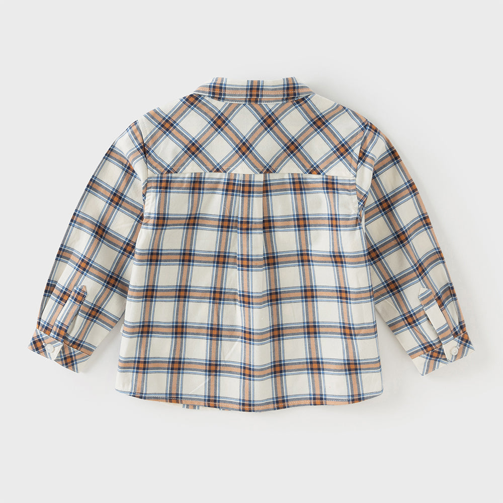 Dave&Bella Toddler Boys Cotton Casual Blue Plaid Shirt Top