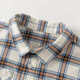 Dave&Bella Toddler Boys Cotton Casual Blue Plaid Shirt Top