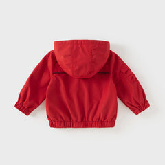 Dave&Bella Toddler Boys Autumn Dark Red Awesome Hooded Coat