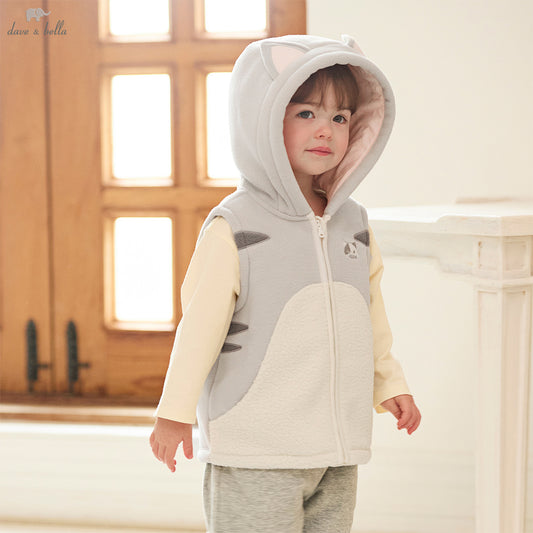 Dave&Bella Girls/Boys Autumn Cute Antistatic Sleeveless Hooded Vest Jacket