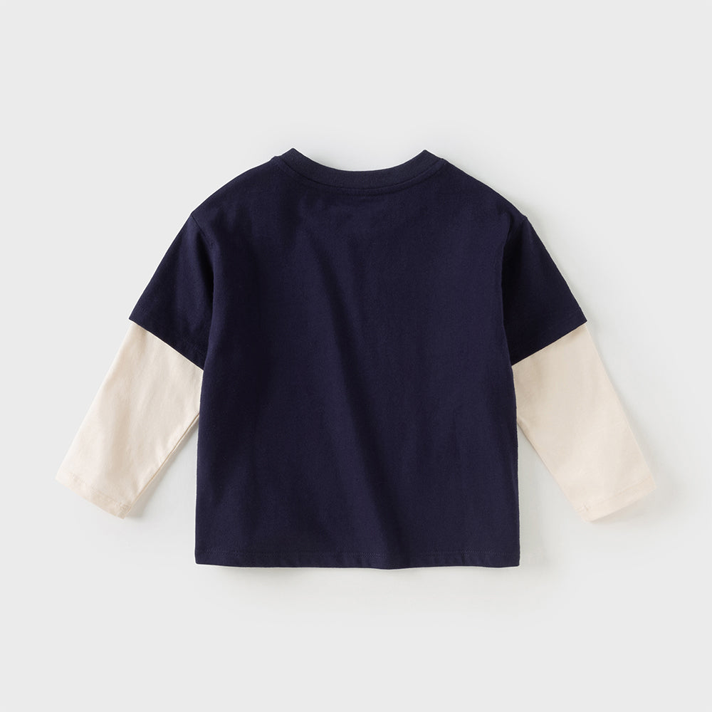 Dave&Bella Toddler Boys Cotton Navy Blue Leisure T-shirts Tops