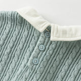 Dave&Bella Toddler Boys Blue Cotton Pullover Shirt-style Sweater Tops