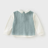 Dave&Bella Toddler Boys Blue Cotton Pullover Shirt-style Sweater Tops