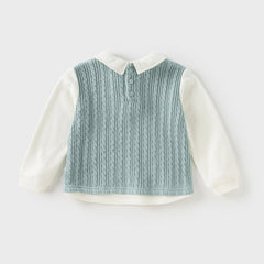 Dave&Bella Toddler Boys Autumn Blue Cotton Pullover Shirt-style Sweaters Tops