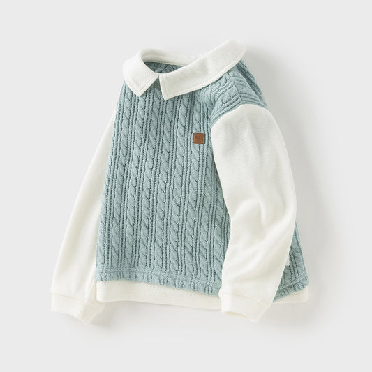 Dave&Bella Toddler Boys Autumn Blue Cotton Pullover Shirt-style Sweaters Tops