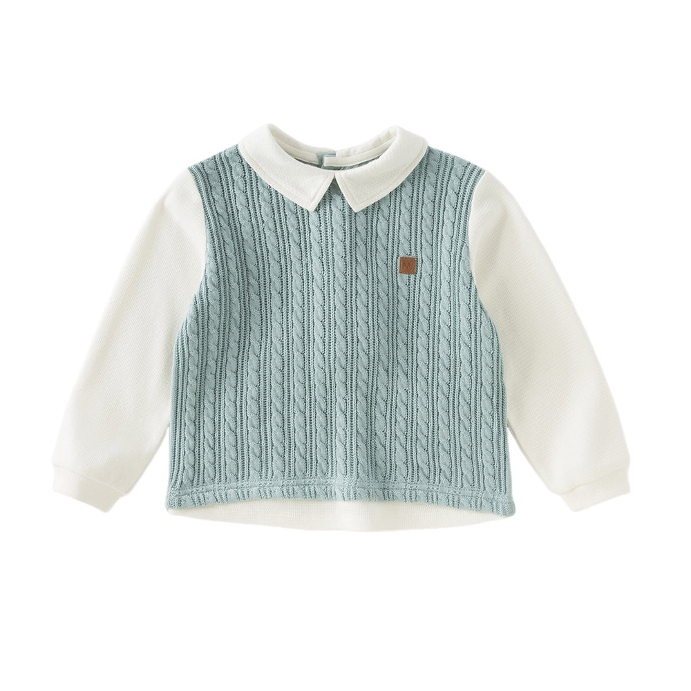Dave&Bella Toddler Boys Autumn Blue Cotton Pullover Shirt-style Sweaters Tops