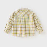 Dave&Bella Toddler Boys Cotton Yellow White Plaid Shirts Tops