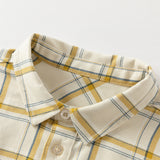 Dave&Bella Toddler Boys Cotton Yellow White Plaid Shirts Tops