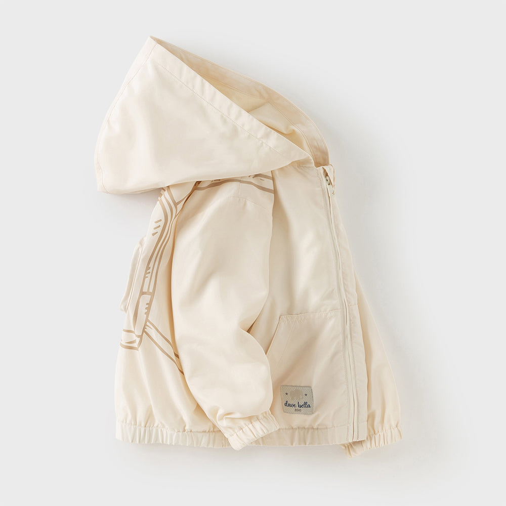 Dave&Bella Toddler Boys Beige Hooded Coats