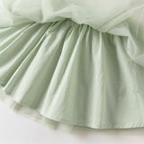 Dave&Bella Toddler Girls Green Begonia Print Top Mesh Half Skirt Two Piece Sets