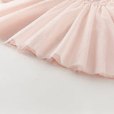 Dave&Bella Girls Adorable Chinese Style Pink Turtle Flower Embroidery Mesh A-lined Dress