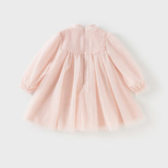 Dave&Bella Girls Autumn Adorable Chinese Style Pink Mesh A-lined Dress