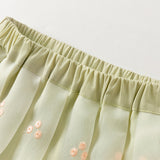 Dave&Bella Toddler Girls Yellow Mesh Half-skirt Chinese Style Two-piece Sets
