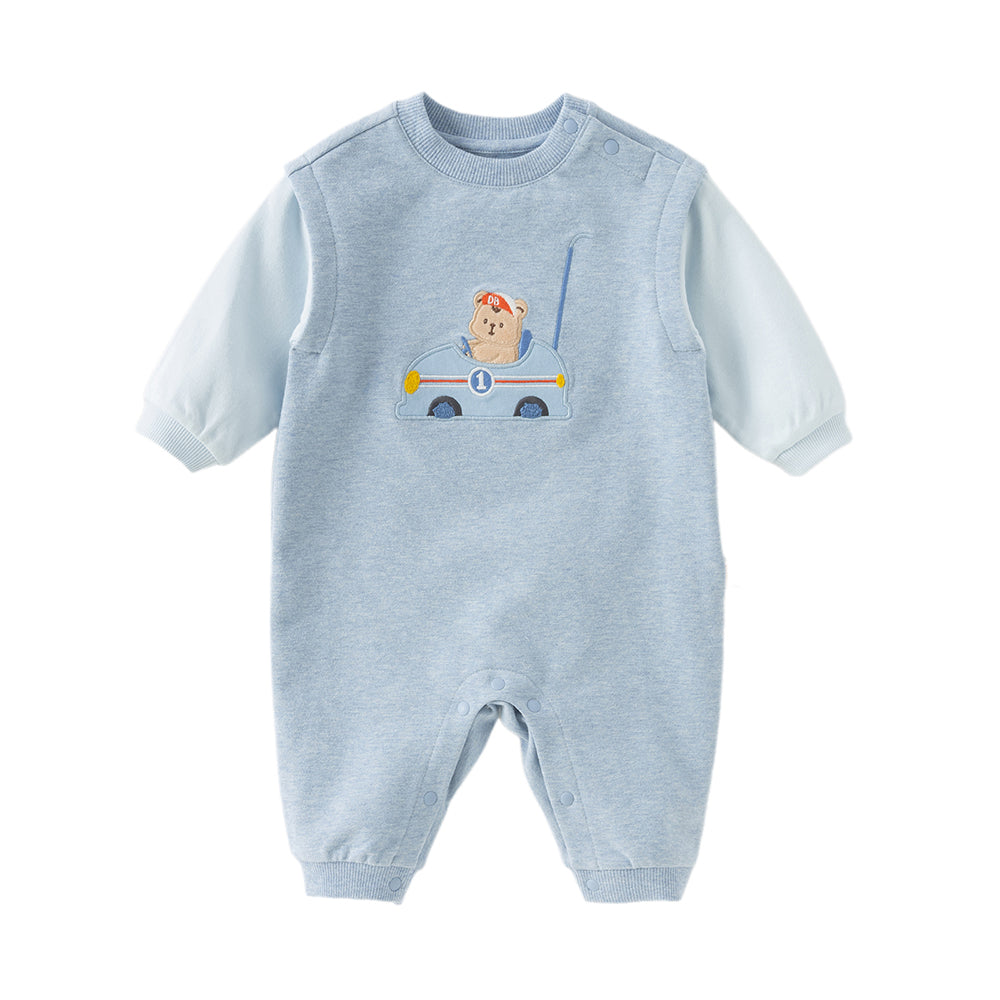 Dave&Bella Baby Boys Soft Indoor Cotton Blue One-Pieces Rompers