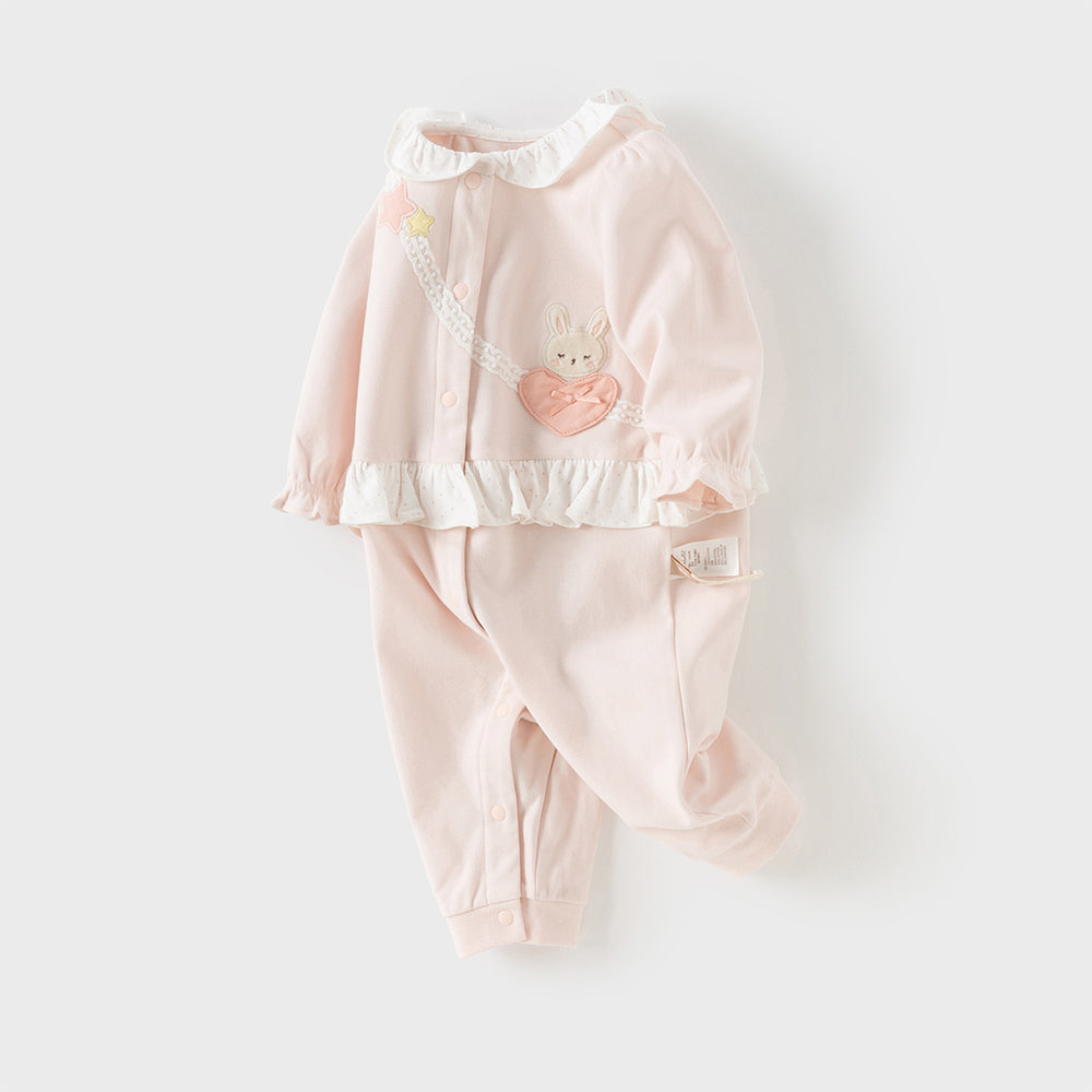 Dave&Bella Baby Girls Cotton Light Pink Sweet Romper
