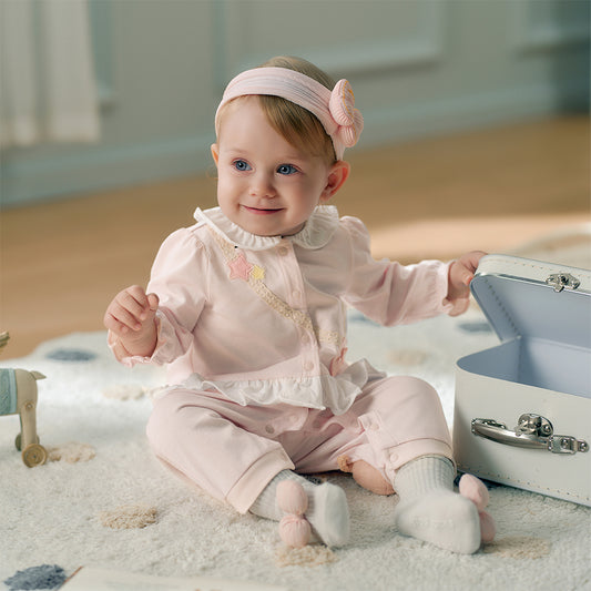 Dave&Bella Baby Girls Autumn Cotton Light Pink Sweet Romper