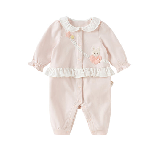 Dave&Bella Baby Girls Autumn Cotton Light Pink Sweet Romper