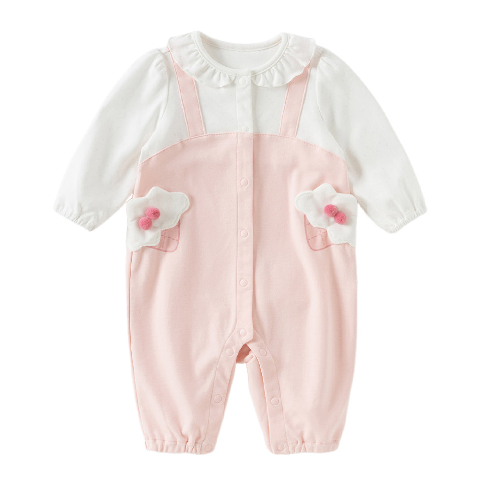 Dave&Bella Baby Girls Cotton Pink Bodysuits Romper Crawling Suit