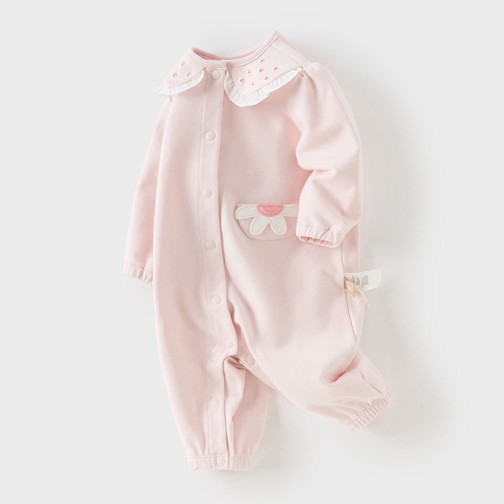 Dave&Bella Baby Girls Sweet Cotton Light Pink Bodysuits Romper Crawling Suit