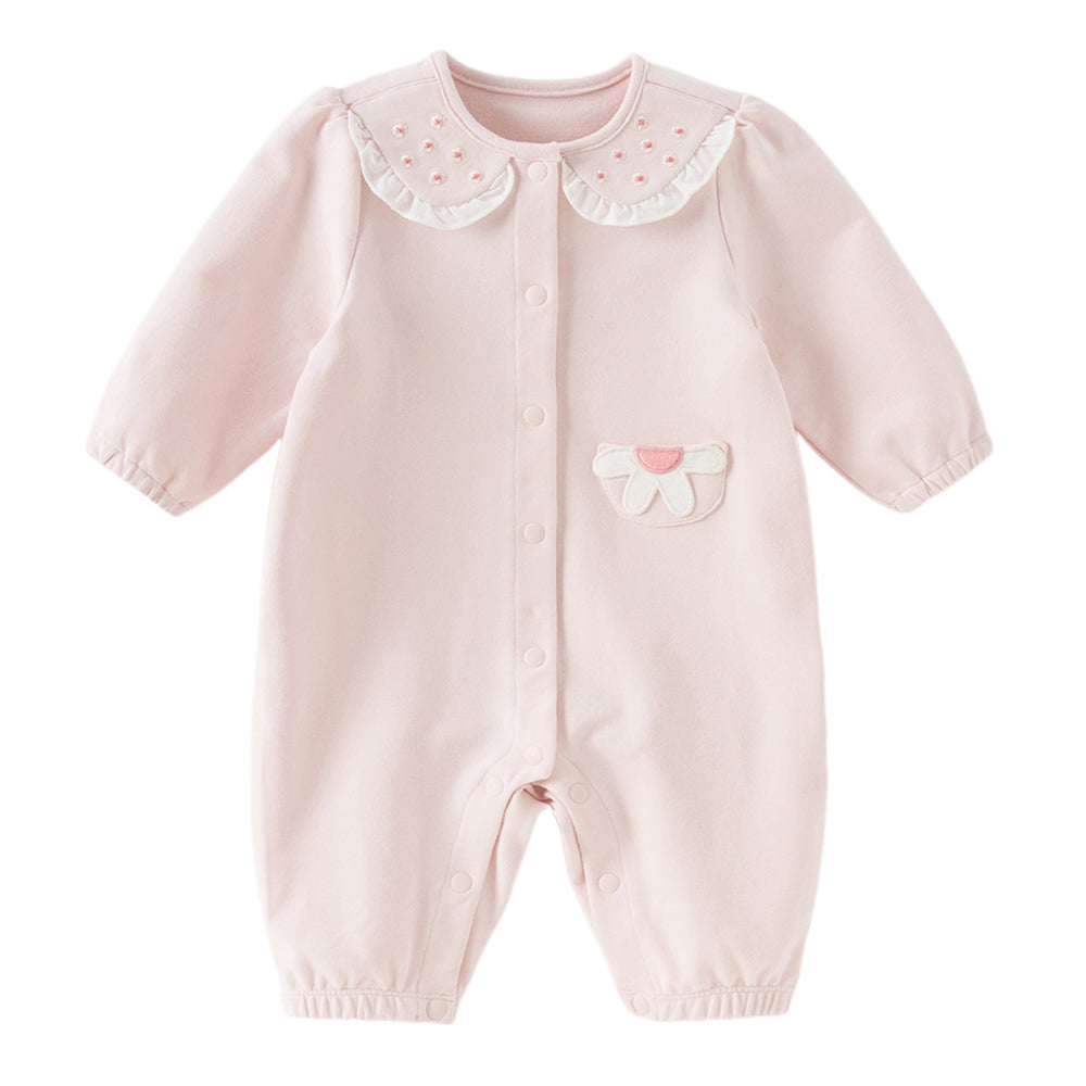 Dave&Bella Baby Girls Sweet Cotton Light Pink Bodysuits Romper Crawling Suit