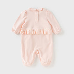 Dave&Bella Baby Girls Autumn Ligt Pink Cotton Comfortable One-Pieces Romper