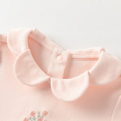 Dave&Bella Baby Girls Autumn Ligt Pink Cotton Comfortable One-Pieces Romper