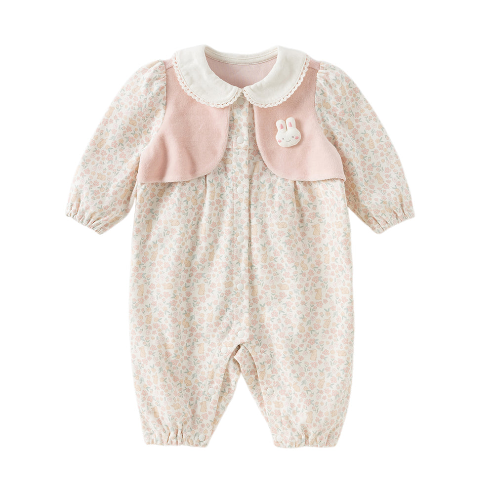 Dave&Bella Newborn Girls Autumn Pink Floral Baby One-Pieces Romper
