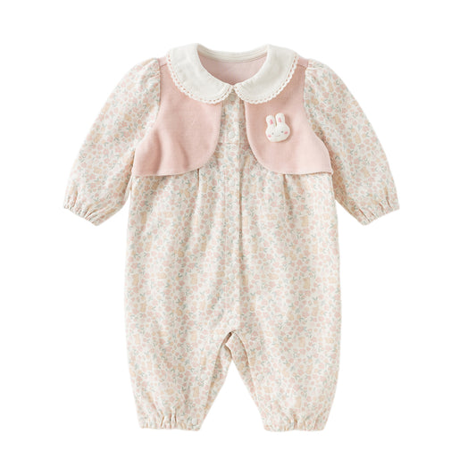 Dave&Bella Newborn Girls Autumn Pink Floral Baby One-Pieces Romper