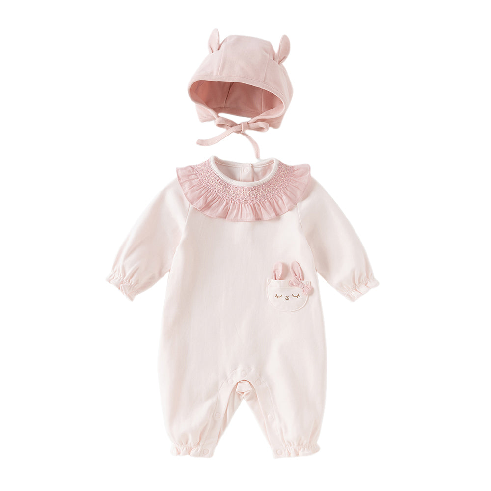Dave&Bella NewBorn Girls Autumn Cotton Pink Baby One-pieces Romper