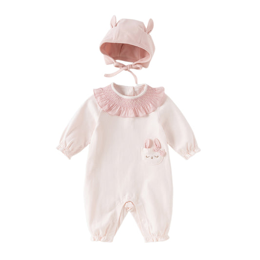 Dave&Bella NewBorn Girls Autumn Cotton Pink Baby One-pieces Romper