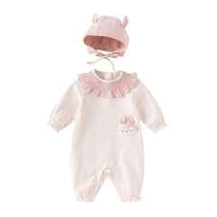 Dave&Bella NewBorn Girls Autumn Cotton Pink Baby One-pieces Romper