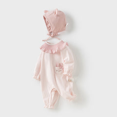 Dave&Bella NewBorn Girls Autumn Cotton Pink Baby One-pieces Romper