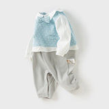 Dave&Bella Newborn Boys Light Blue Indoor Cozy Baby One-Pieces Romper