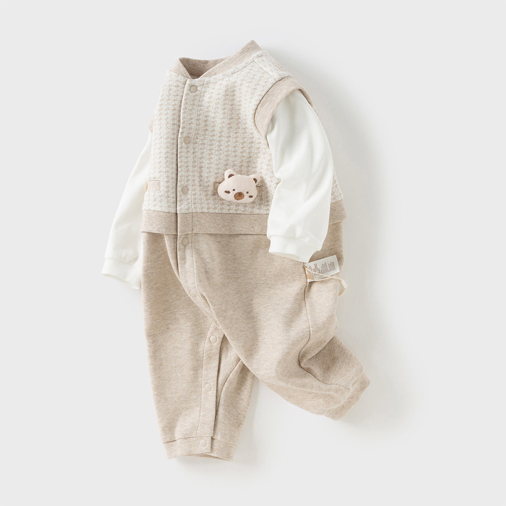 Dave&Bella Baby Boys Khaki Indoor Romper