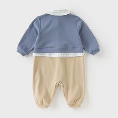 Dave&Bella Baby Boys Autumn Dark Blue Formal One- Pieces Romper