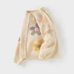 Dave&Bella Kids Girls Autumn Apricot Floral Sweater Cardigans Coats
