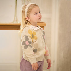 Dave&Bella Kids Girls Autumn Apricot Floral Sweater Cardigans Coats