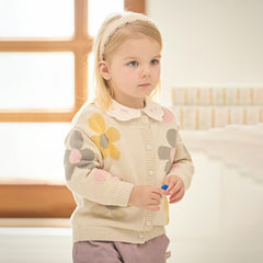 Dave&Bella Kids Girls Autumn Apricot Floral Sweater Cardigans Coats