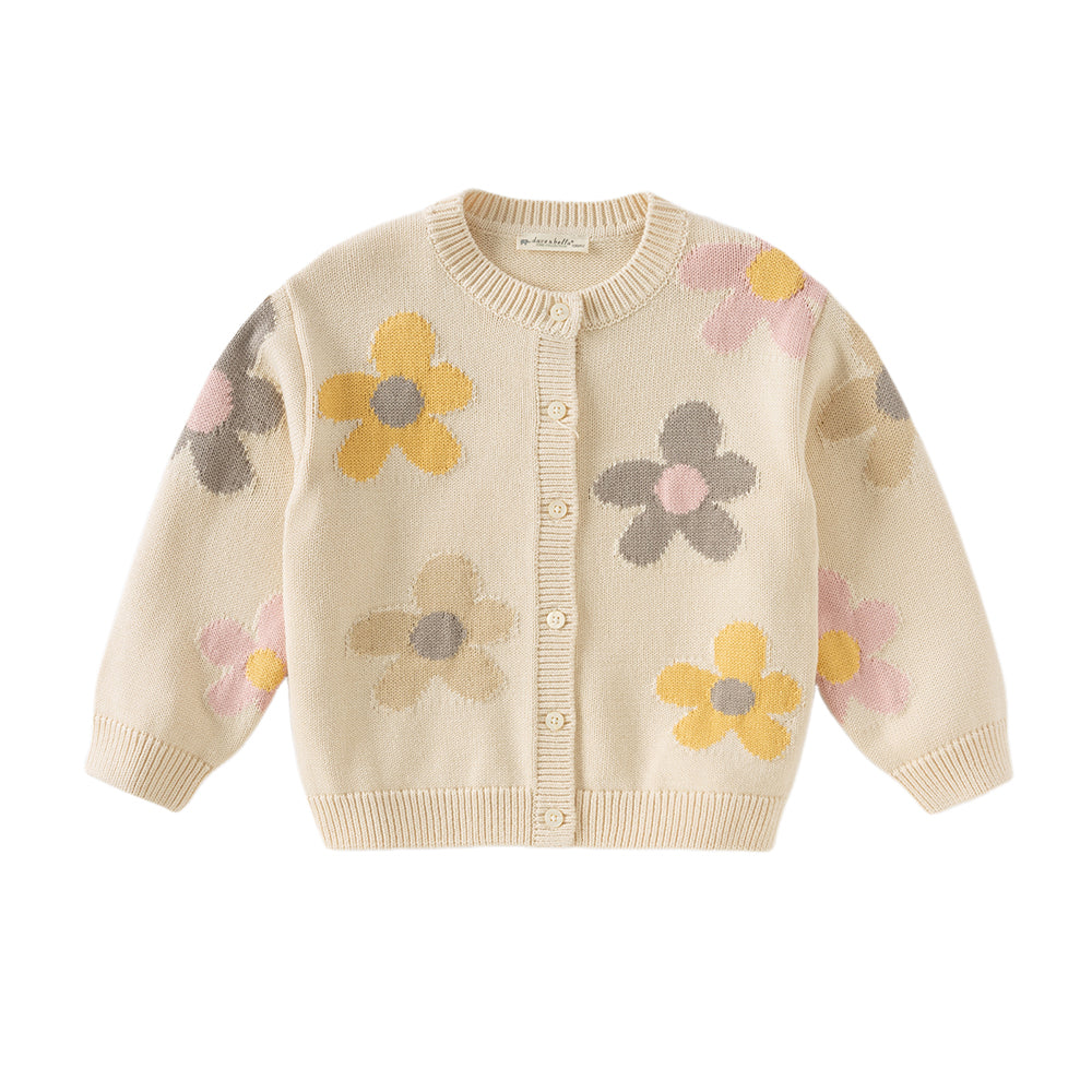 Dave&Bella Kids Girls Autumn Apricot Floral Sweater Cardigans Coats