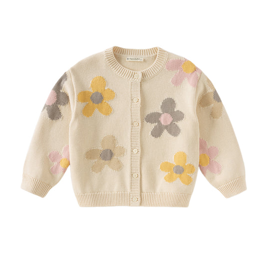 Dave&Bella Kids Girls Autumn Apricot Floral Sweater Cardigans Coats